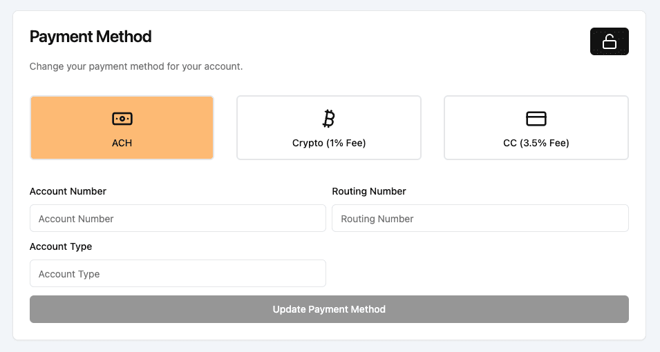 Payment Method Preview