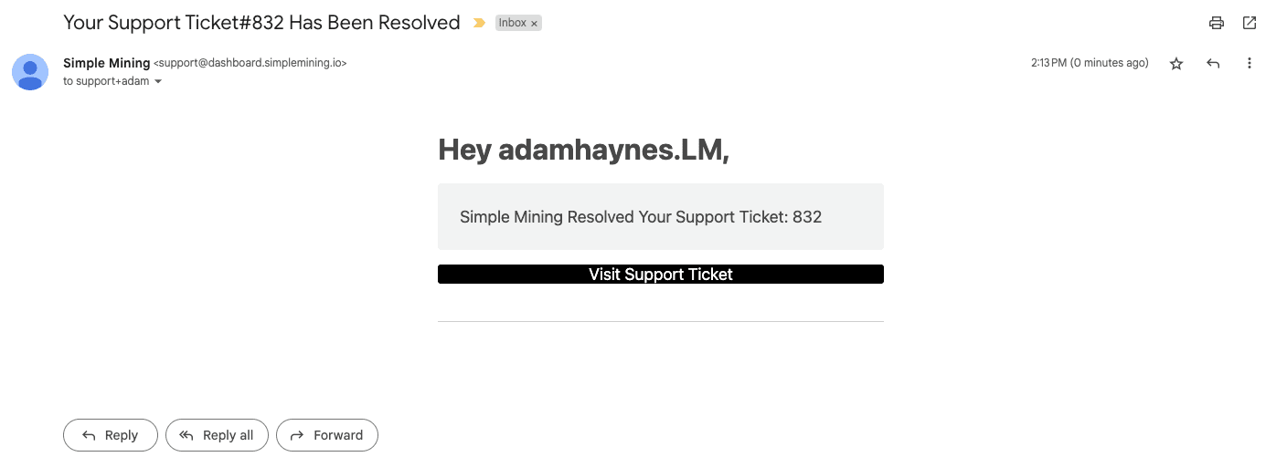 Support Ticket Resolved Email Preview